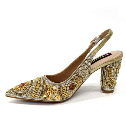 Elegant Italian Design Women's Party Shoes With Matching Handbag - Perfect for Hot African Weddings Stylish Heels and Bag Set