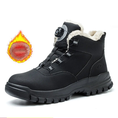 Work Shoes Men Anti-smashing Anti-puncture Safety Shoes Rotating Buttons Autumn Winter Protective Work Safety Boots