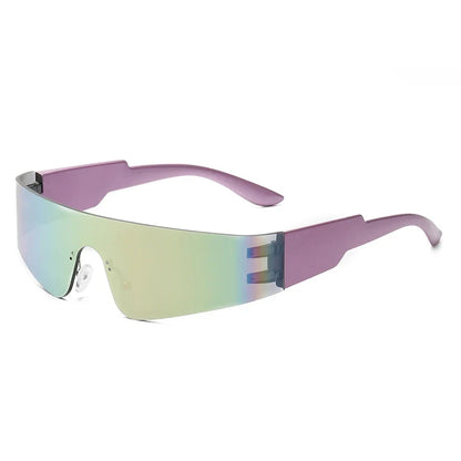 Cycling Punk One Piece Sunglasses Women Goggle Mirrored Y2K Sun Glasses Men 2000'S Wrap Around Eyeglasses Fashion Eyewear