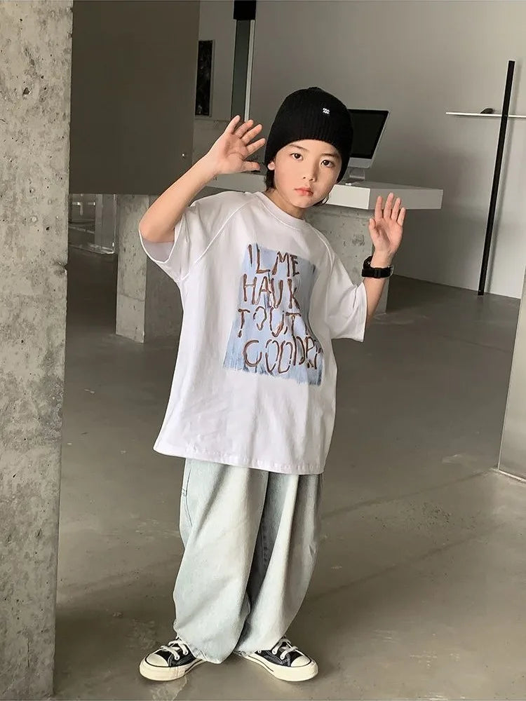 2026 Summer New Boys' Short Sleeved T-Shirt Cotton Baby Boy Summer Casual Tops Stylish Design