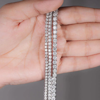 2-6.5mm Real D Color Moissanite Tennis Necklace for Women Men Sparkling Lab Diamond S925 Silver Neck Chain with GRA Jewelry Gift