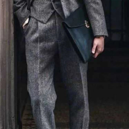 Vintage Naples Wool Herringbone Pants Autumn and Winter American-Style Coarse Twill British Slim-Fit Casual Pants