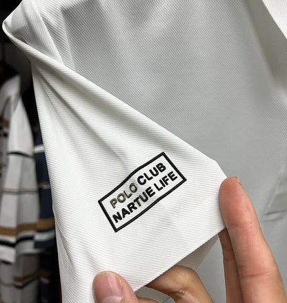 High quality silk breathable short sleeve POLO shirt men's lapel top 2024 summer new light luxury brand printed casual T-shirt