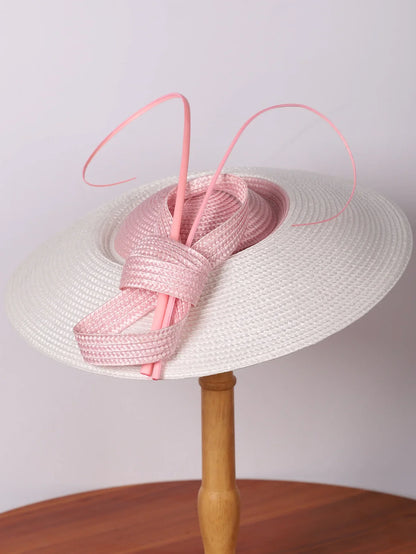 Fascinators Black White Weddings Pillbox Hat For Women Church Hat Sraw Fedora Black Wide Ladies Dress Kentucky Derby Hats