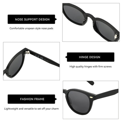 Classical High-quality Acetate Polarized Sunglasses Unisex UV400 Protection Shade Retro Round Sun Glasses ZS6211