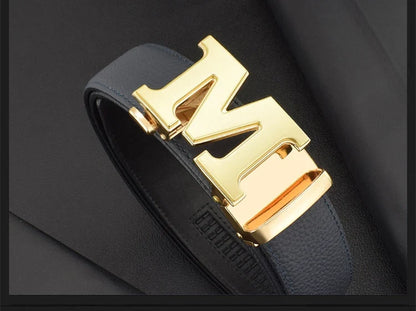 High Quality Designers Letter M White Leather Belt Men Luxury Famous Young Men Cowhide  Brand Jeans Relaxed Jeans Mode Man Belt