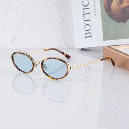 Reign Oval Desgier Women's Sunglasses Alloy Acetate Small Face Fashion Street UV400 High Quality Ultralight Eyeglasses with Case