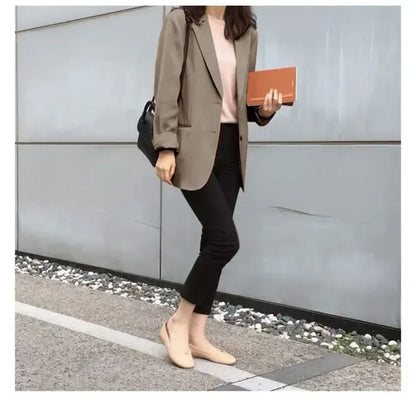 Chic Black Women's Short Suit Jacket Korean Style Casual High-End Feeling Spring Autumn New Fashion Polyester Fiber Coat