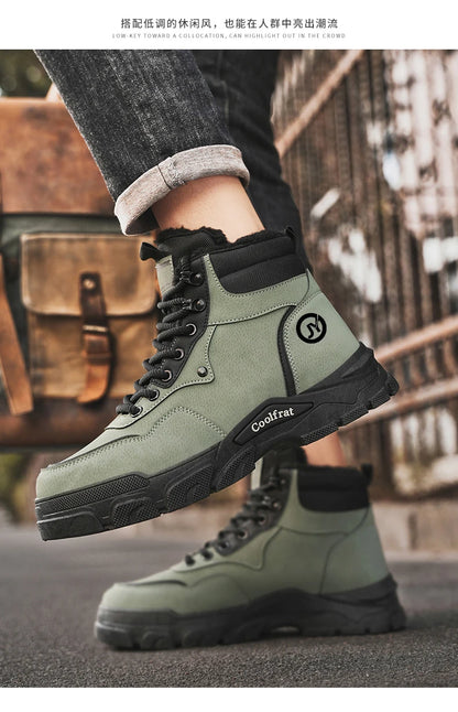 Mens Boots Casual Shoes Winter Platform Leather Designer Luxury Chelsea Cowboy Outdoor Work Safety Ankle Sneakers 2025