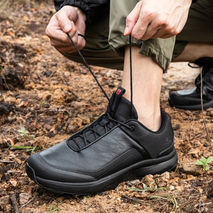 Men Hiking Sneakers Litchi Leather High Quality Male Trekking Climbing Sneakers Non-slip Luxury Designer Outdoor Shoe