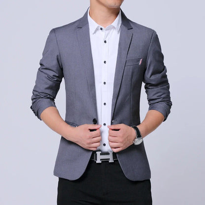 2026 New Spring Autumn Men Suit Jacket Mens Korean Slim Fit Solid Color Smart Casual Work Clothing Men's Suits Blazers
