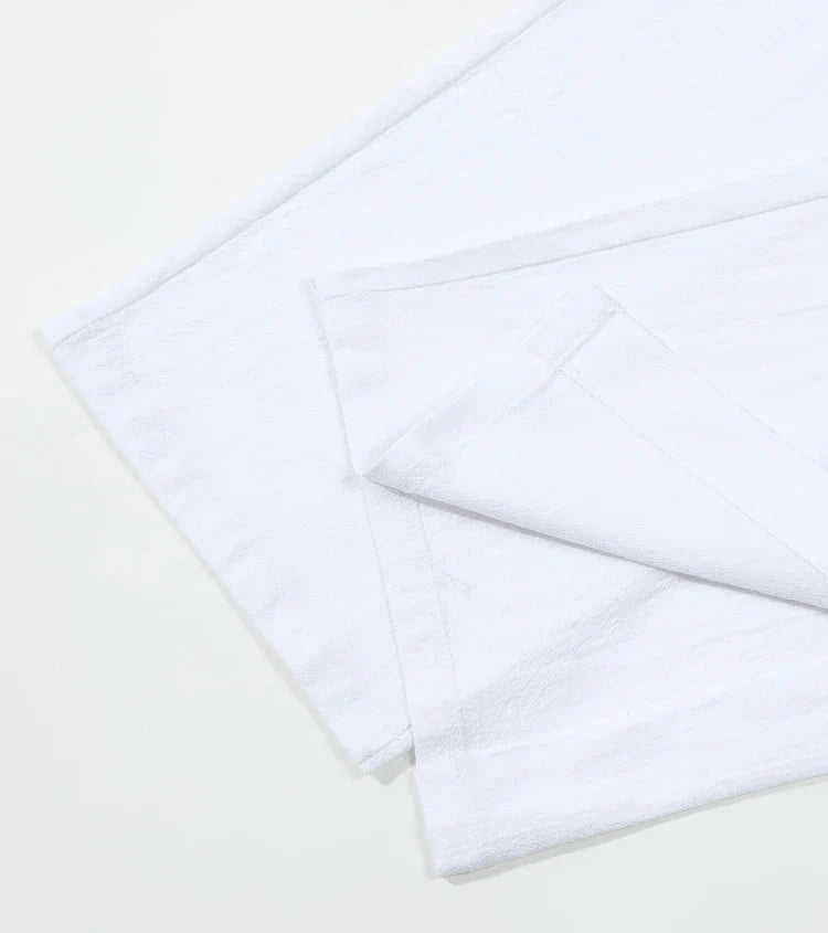 Men's Casual Cotton Linen Pants Drawstring Waist Side Button Decor Straight Leg Lightweight Breathable Summer Beach Trousers