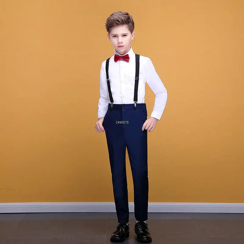 Flower Boys Photograph Suit Kids Red Wedding Suit Teenager Birthday Party Tuxedo Dress Children Graduation Stage Show Costume