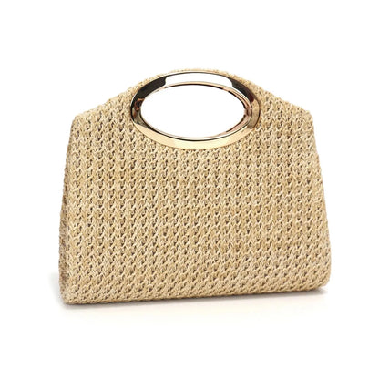 Ladies Straw Handbag Evening Bags Pearl  Flip Cover Cosmetic Bag Beach Holiday Essential Handheld Envelope Clutch Handbag