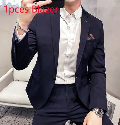 25 Colors 1 Pcs Blazer No Pants S-7XL New Wedding Dress Formal Business Slim Mens Suit Jacket Plaid Striped Solid Color
