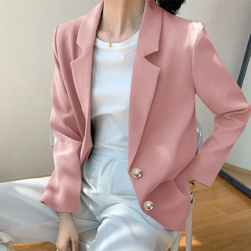 New Solid Color Blazer Coat Female Spring Autumn  Fashion Suit Jacket Ladies 2026  Advanced Long Sleeves Casual Tops Outwear