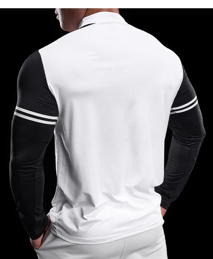 Men's Running Gym Fitness Tops Slim Fit Color-blocked Long-sleeved T-shirt Training Cycling Breathable Quid Quick-drying Clothes