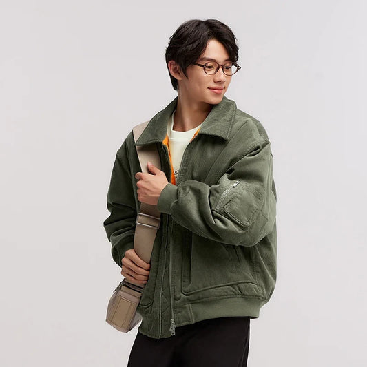 Cotton Jacket Men Corduroy Texture 2024 Winter New Pilot Jacket Thick Oversize Cotton Jacket