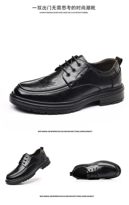 2026 Spring Autumn New Dress Shoes for Men Lace Designer Fashion Leather Shoes Male Black Business Casual Platform Shoe Man