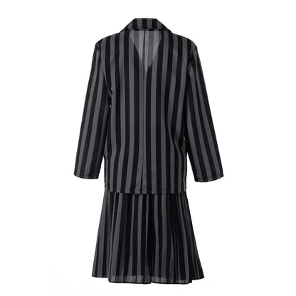 Girls Costumes Kids Black Striped Uniform Suit Birthday Party Halloween Cosplay Dresses For Kids