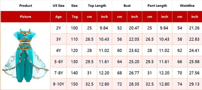 Jasmine Princess Dress for Girls Cosplay Aladdin Magic Lamp Costume Outfit Girls Halloween Kids Birthday Carnival Dance Vestidos