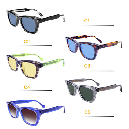 UV400 Protection Sunglasses Unisex Retro Style Acetate  Frame Polarized Lens for Driving Lightweight Comfortable