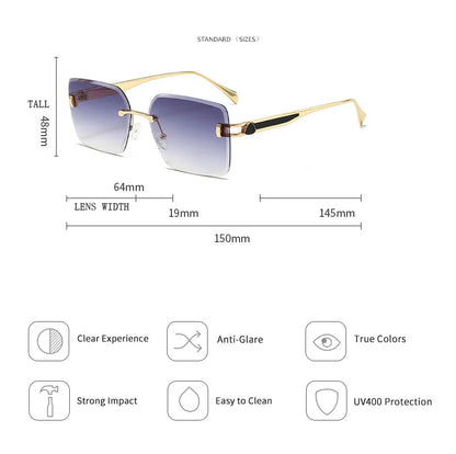 2025 Rimless Sunglasses Women Trendy Vintage Square Fashion Glasses Sunscreen Lentes De Sol Mujer Lunette Soleil Femme Zonnebril
