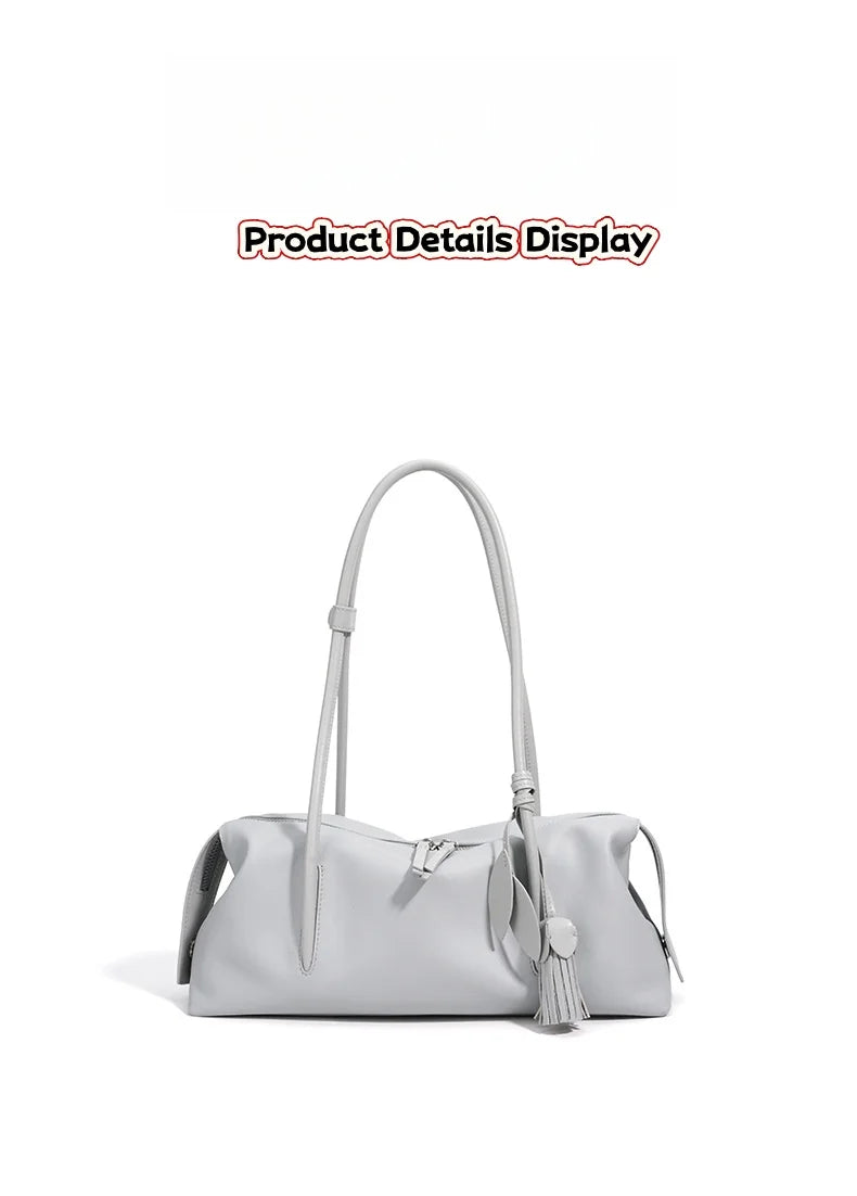 2026New Women's Casual Top Grain Leather Shoulder Bag Large Capacity Soft Pillow Handbag Underarm Tote for Daily Commute