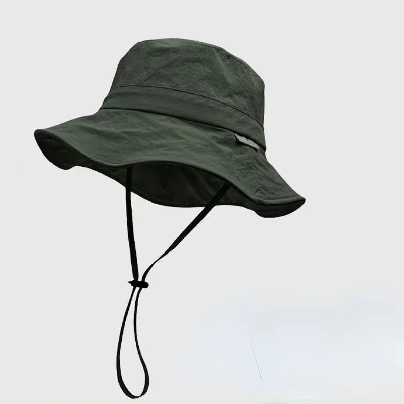 2026 Solid Color Sun Hats for Men Women Summer Outdoor Fishing Cap Wide Brim Anti-UV Protection Bucket Hat Hiking Fisherman Caps