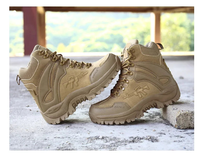 New Men Tactical Boots Army Breathable Desert High Quality Unisex Waterproof Male Hunting Boots Ankle Work Climbing Hiking Shoes