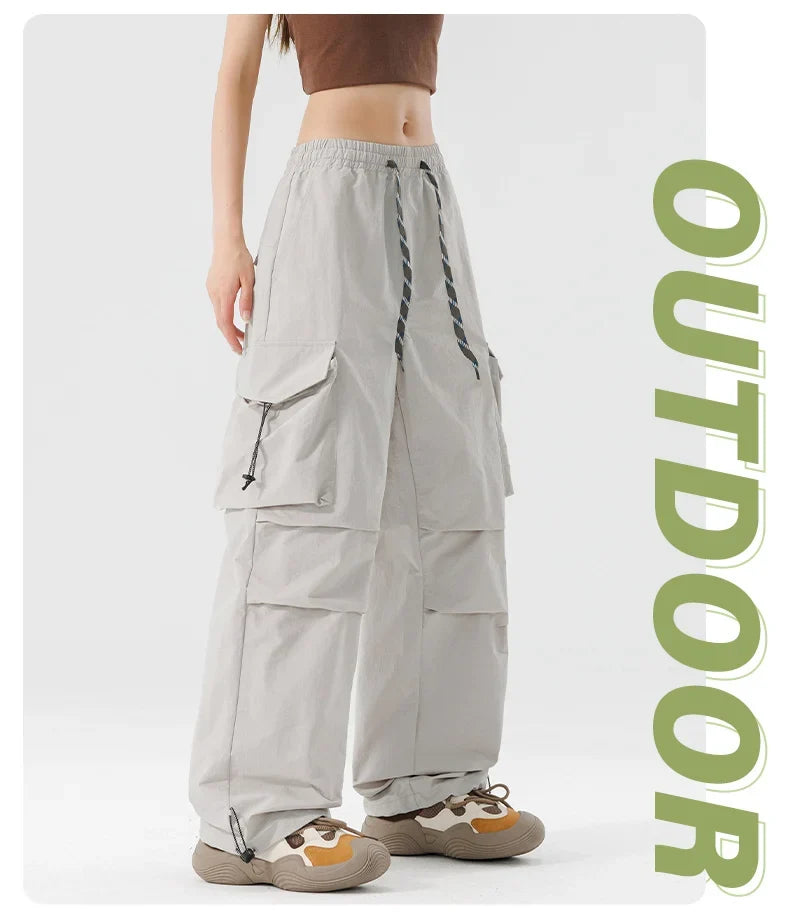 Women Hiking Pant Elastic Waist Trouser Adjustable Cuff Windproof Pant Men Outdoor Camping Pant Multiple Pockets Waterproof Pant