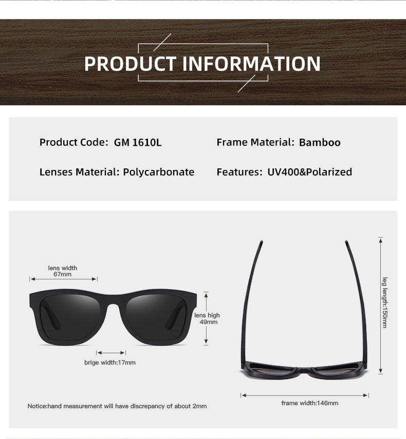 Natural Bamboo and Wooden Sunglasses VIP Manual Polarized Glasses Luxury Brand Environmental Degradable Glasses Gift Box