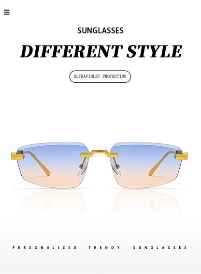 2026 Wooden Rimless Sunglasses Women Trendy Sunscreen Vintage Sunglass Men Vacation Fashion Glasses Lentes De Sol Mujer Okulary