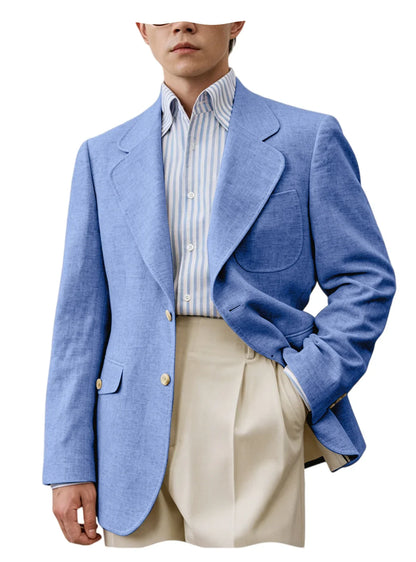 Men Premium Linen Fabric Suit Jacket Breathable Slim Fit Formal Office Daily Travel Streetwear Blazer Casual Coat