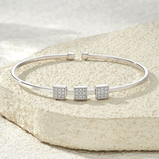 Bracelets en moissanite véritable pour femme, en argent S925, ajustables, ouverts, étincelants, bijoux fins de mariage avec diamant de laboratoire, cadeau