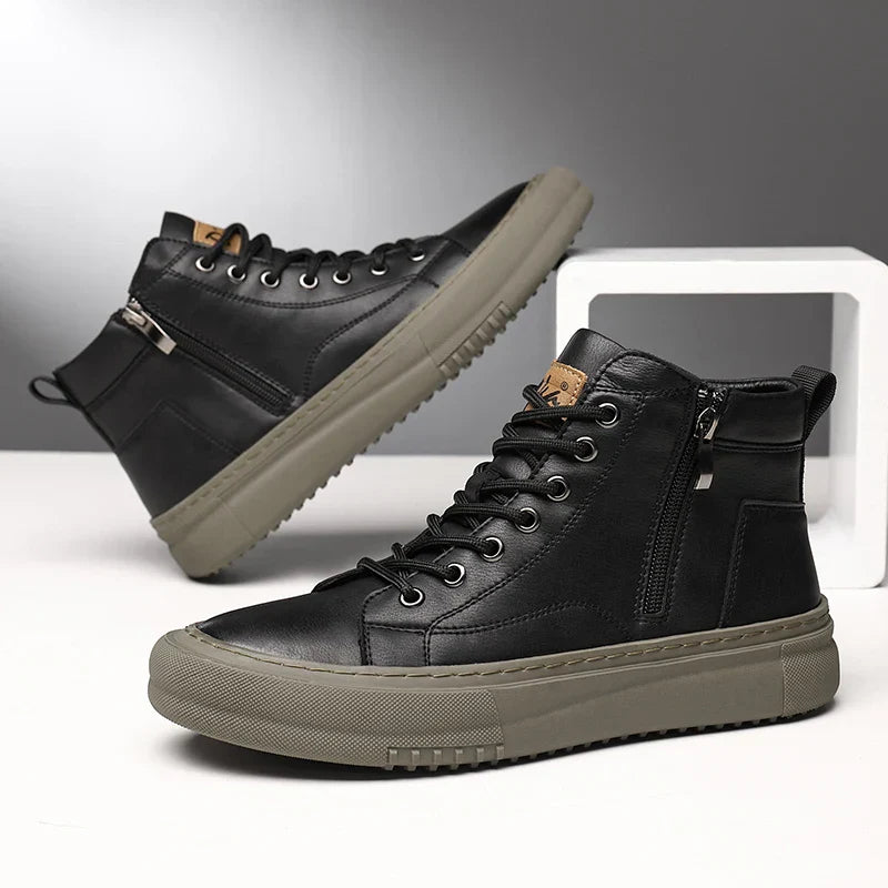 Men's Spring and Autumn Style White Sneakers, New Trendy Versatile High-Top Sneakers, Summer Fashion Casual Men's Shoes, Breathable and Durable Sneakers