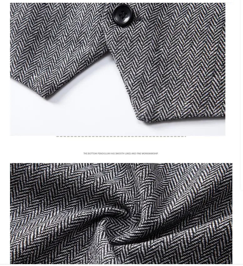 Men's Suit Vest Solid Color European Herringbone Suit Waistcoat Business Casual Working wear Retro Single Breasted Pattern Vest