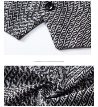 Men's Suit Vest Solid Color European Herringbone Suit Waistcoat Business Casual Working wear Retro Single Breasted Pattern Vest