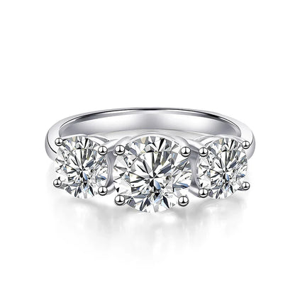 White Gold 4/2CT Moissanite Ring for Women Sparkling Lab Grown Diamond Wedding Band S925 Solid Silver Jewelry Wholesale