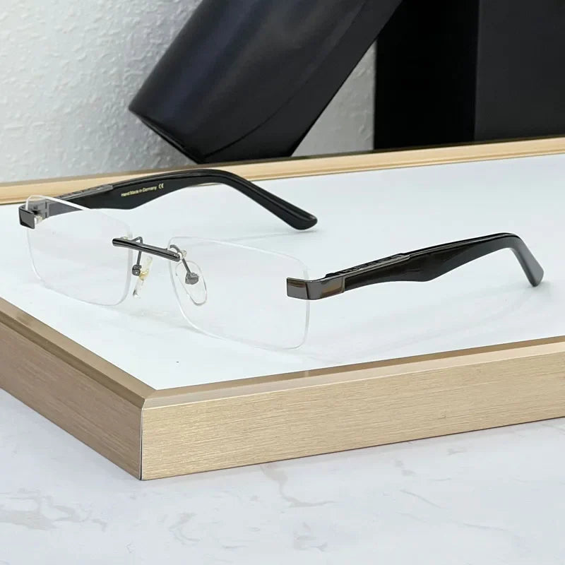 Designer Boundless Sunglasses THE ARTIST I Handmade in Germany Rectangle Alloy Acetate Luxury Top Quality UV400 Unisex with Case