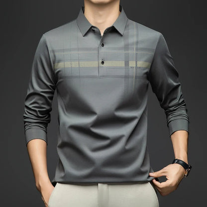 Polo T Shirt for Man 2026 Formal Business Slim Long Sleeve Tshirt Men Casual Loose Stripe Shirt for Man Designer Clothes