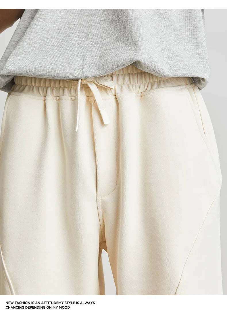 Men's Summer New American Casual Shorts Straight Loose Five-point Pants Solid Color Drawstring Pocket Micro-elastic Sports Pants