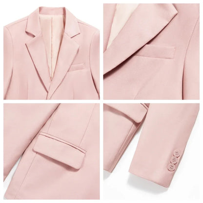 Pink Smart Boys Suits 4 Pieces Wedding Guest Clothes Fast Delivery Kids Slim Fit Suit Set Banquet Party Tuxedo Plus Size