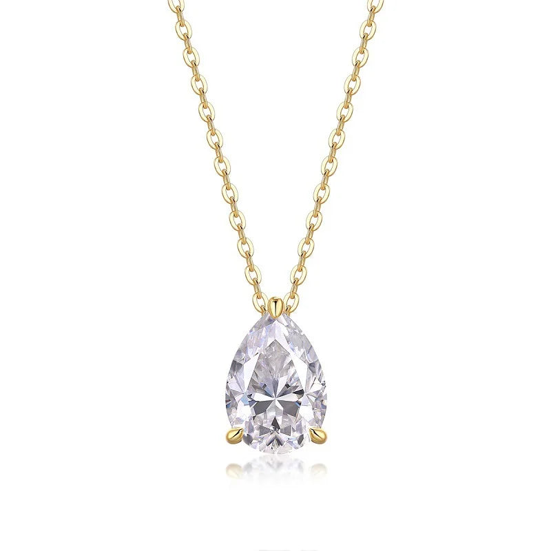 1-5ct Pear Cut Moissanite Pandent Necklace GRA Certified 925 Sterling Silver Plated 18k Gold Dainty Necklaces for Women