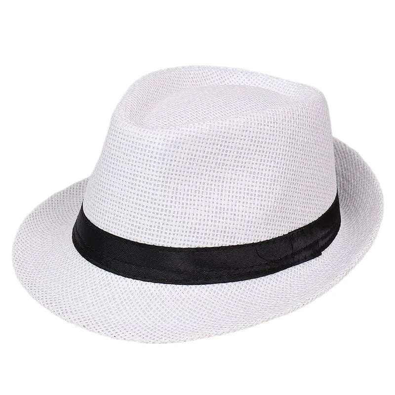 Jazz Hat British Style Linen Solid Color Hat for Men and Women Rolled Brim Couple Style Sun Hat Paper Straw Hat