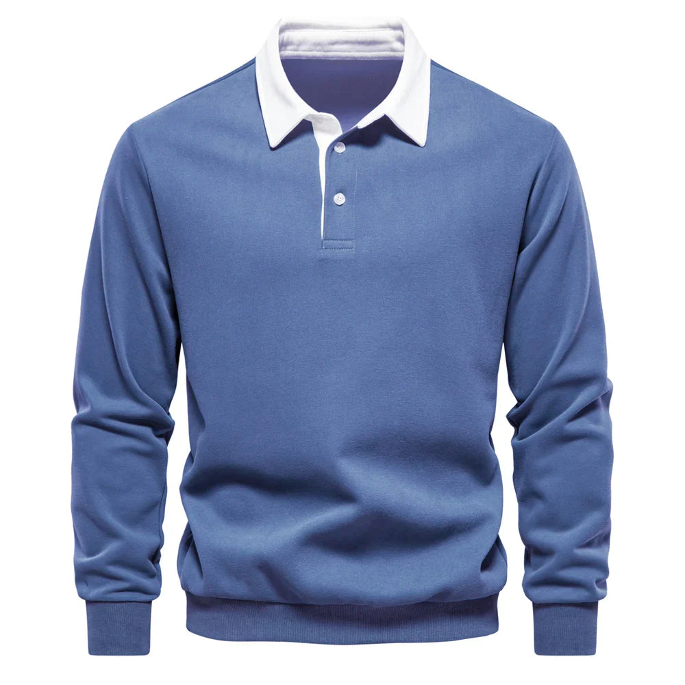 2023 New Autumn Fashion Design Polo Neck Sweatshirts for Men Casual and Social Wear Quality Cotton Mens Sweatshirts