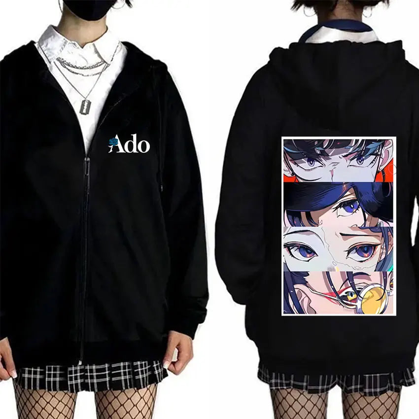 Ado World Tour 2025 Hibana Zipper Hoodie Men Women Clothing Fashion Japanese Style Streetwear Unisex Casual Fleece Zip Up Jacket