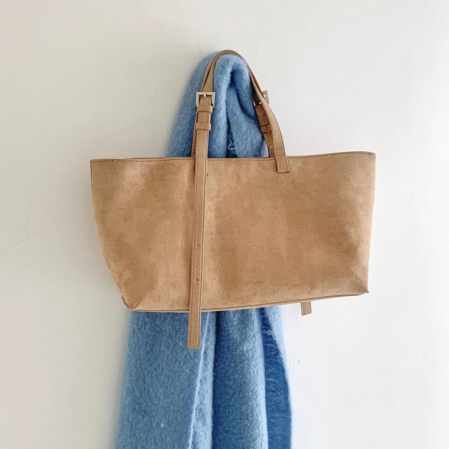 Retro Faux Suede Tote Women Bag Large Capacity Shoulder Bags for Women 2026 Matte Texture Designer Handbags and Purses Shopper