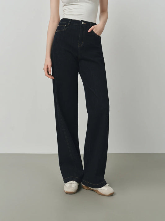 Retro Raw Denim High-waist Straight-leg Jeans Women's 2025 Early Autumn New 3D Cut Slimming Jeans 25FS13104