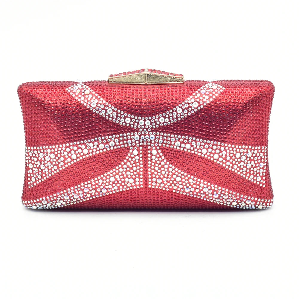 Latest Red Color Italian Ladies Shoes and Bag Sets Decorated with Rhinestone African Matching Shoes and Bags Italian In Women